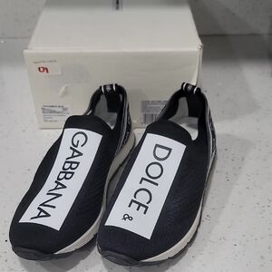 Dolce & Gabbana Black and White Slip-On Shoes